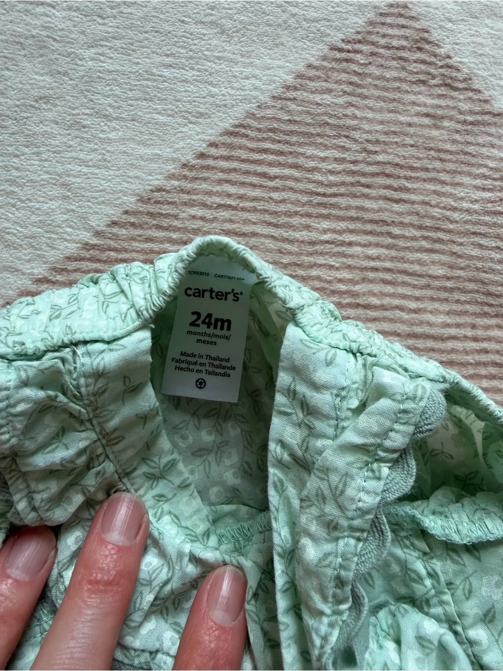 Carter's Mint Green Ruffle Strap Tank with Wood Buttons